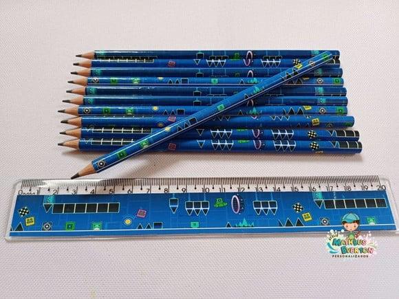 40 Kits Lápis e Régua Personalizado Geometry Dash