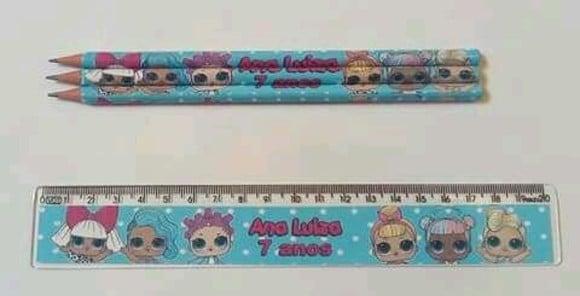 40 Kits Lapis e Reguas Personalizados Lol