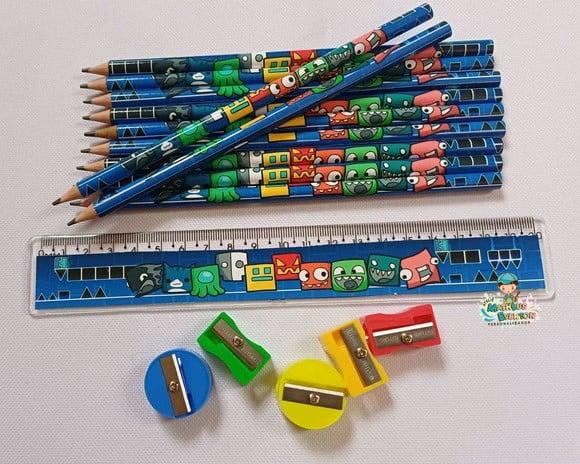 40 Kits Lápis, Régua e Apontador Personalizado Geometry Dash