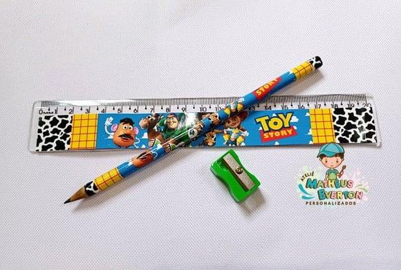 40 Kits Lápis, Régua e Apontador Personalizado Toy Story