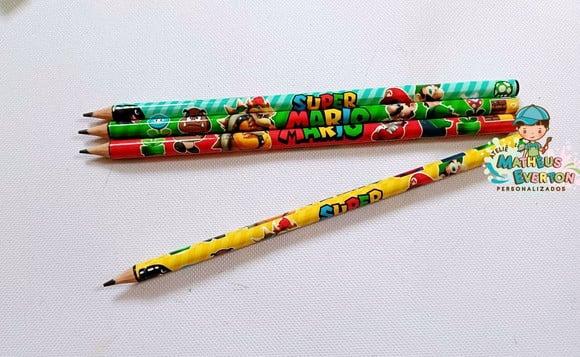 40 Lápis Personalizado Super Mario Bros