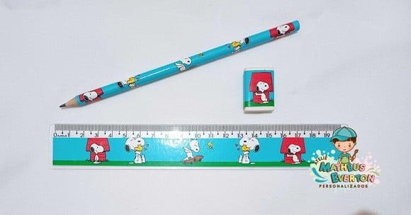 40 Lápis, 40 Réguas e 40 Borrachas Personalizado Snoppy