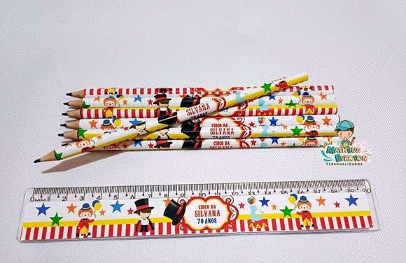 45 Kits Lápis e Régua Personalizado Circo