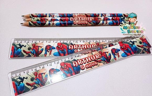 45 Kits Lápis e Régua Personalizado Homem Aranha