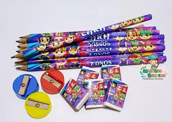 45 Kits Lápis, Borracha e Apontador Guerreiras de K-pop