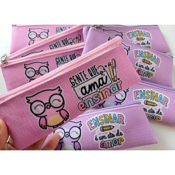 50 Estojos Slim Personalizado Professores Tamanho 19x7