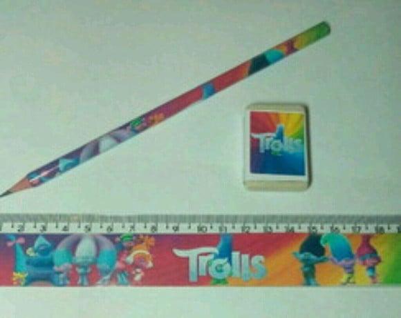 50 Kit Lapis e Regua Borracha Personalizado Trolls