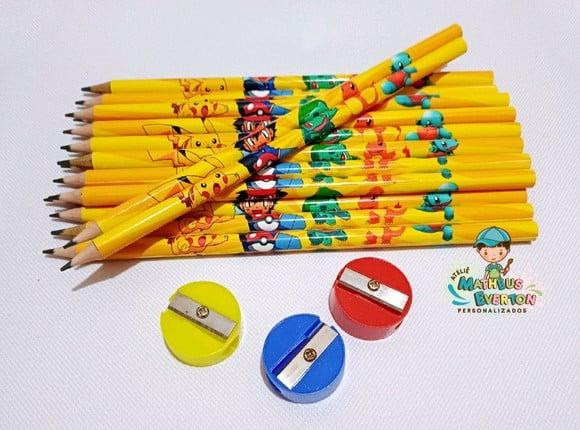50 Kits Lápis e Apontador Personalizado Pokémon