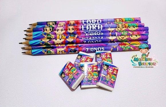 50 Kits Lápis e Borracha Personalizado Guerreiras de K-pop