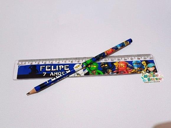 50 Kits Lápis e Régua Personalizado Ninjago