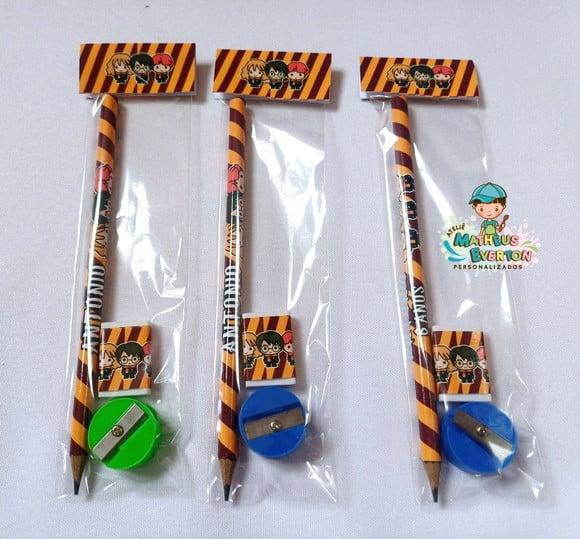 50 Kits Lápis, Borracha e Apontador Harry Potter
