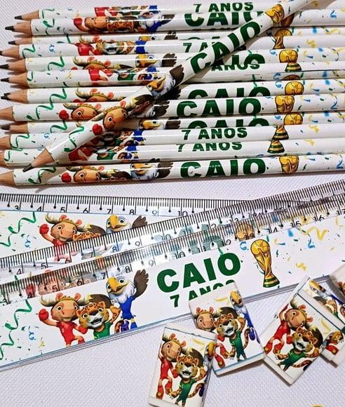 50 Kits Lápis, Régua e Borracha Mascote Copa do Mundo