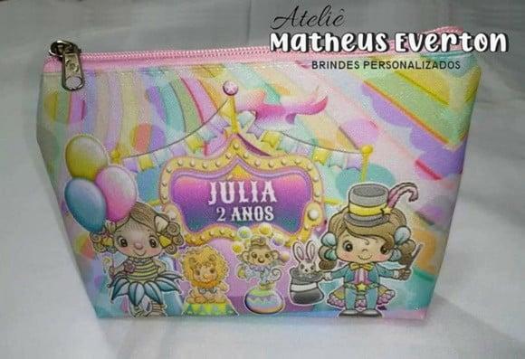 Necessaire Personalizada Circo Rosa ( Faço Outros Temas )