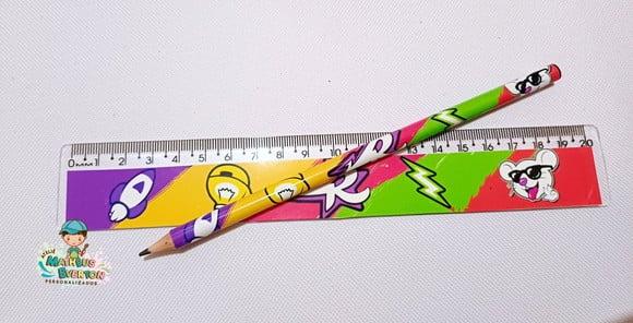 25 Kits Lápis e Régua Personalizado Emily Vick