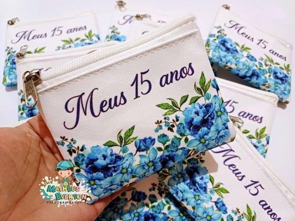 25 Porta Moedas Flores 15 Anos Tamanho: 10x12cm