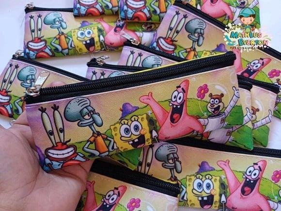 30 Estojos Slim Personalizado Bob Esponja Tam: 19x7cm