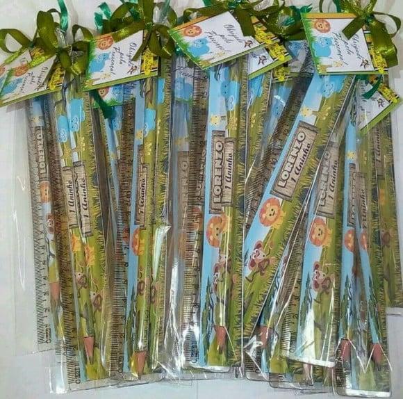 30 Kit Lapis E Régua Personalizados Safari
