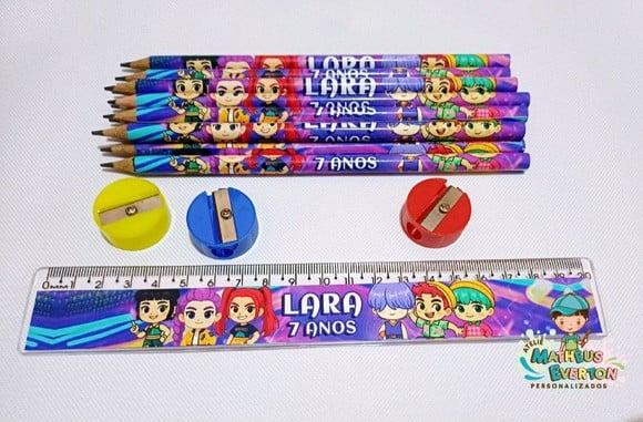 30 Kits Lápis, Régua e Apontador Guerreiras de K-pop Cute