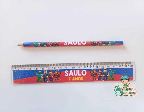 30 Lápis + 30 Réguas Personalizado Roblox