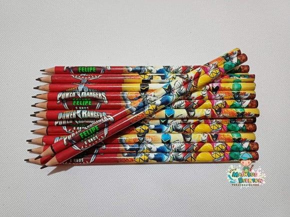 30 Lápis Personalizado Power Ranger (dino Charge)