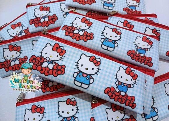 35 Estojos Slim Personalizado Hello Kitty Tam: 19x7cm