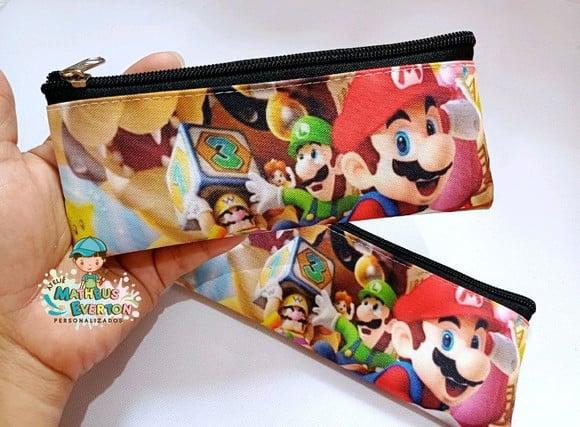 35 Estojos Slim Personalizado Super Mario Bros Tam: 19x7cm