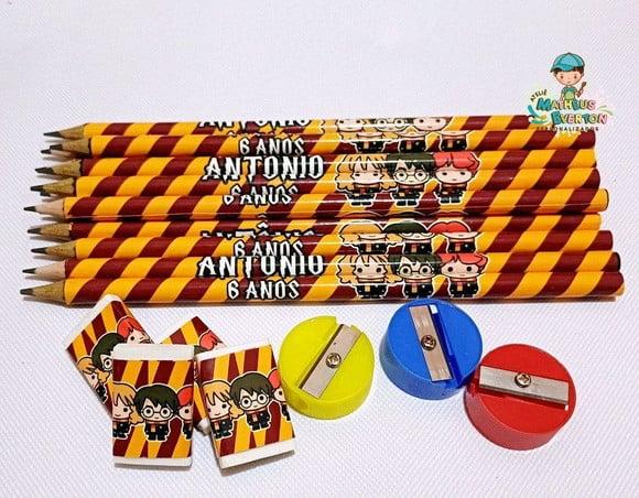 35 Kits Lápis, Borracha e Apontador Harry Potter
