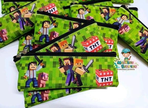 40 Estojos Slim Personalizado Minecraft Tamanho 19x7