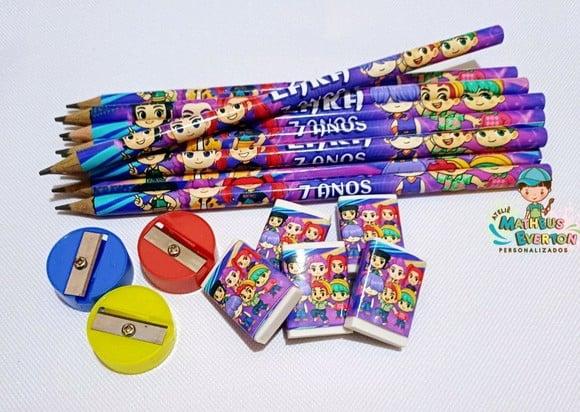 40 Kits Lápis, Borracha e Apontador Guerreiras de K-pop
