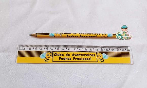 40 Lápis + 40 Réguas Personalizado Abelinha
