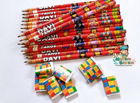 45 Kits e Borracha Personalizado Lego Atu