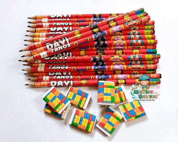 45 Kits e Borracha Personalizado Lego Atu