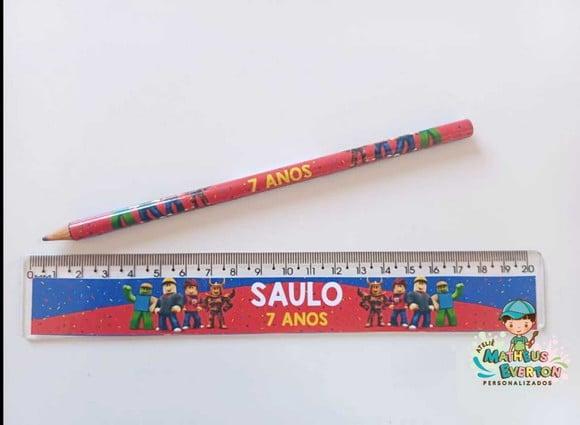 45 Lápis + 45 Réguas Personalizado Roblox