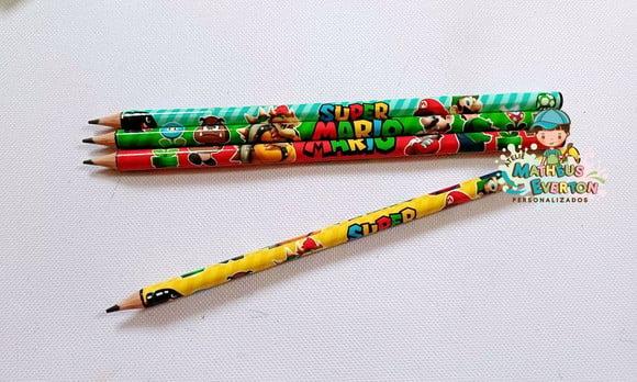 45 Lápis Personalizado Super Mario Bros