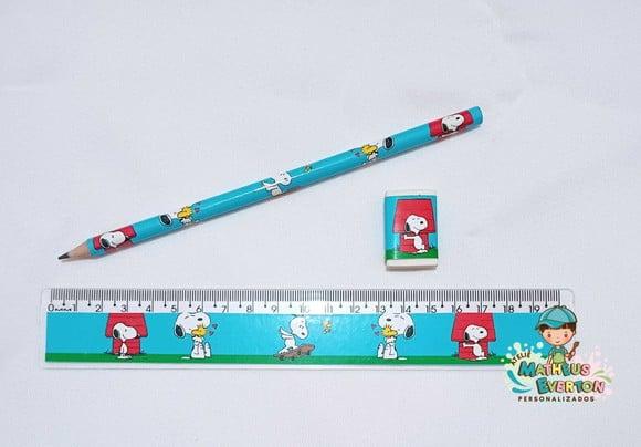 45 Lápis, 45 Réguas e 45 Borrachas Personalizado Snoopy