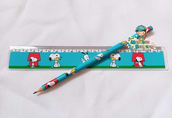 50 Kits Lápis e Régua Personalizado Snoopy