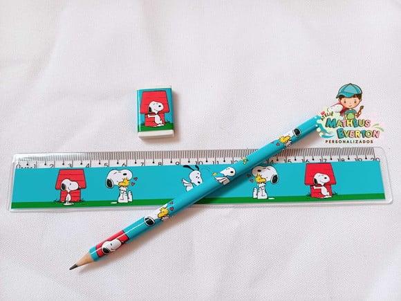 50 Kits Lápis, Régua e Borracha Personalizado Snoopy
