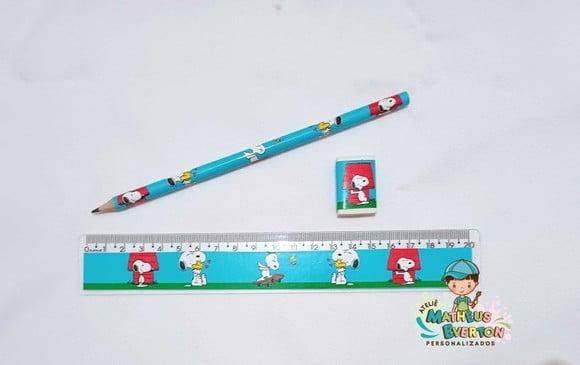 50 Lápis, 50 Réguas e 50 Borrachas Personalizado Snoopy