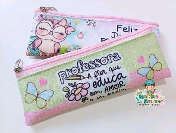 25 Estojos Slim Personalizado Professores Tamanho 19x7