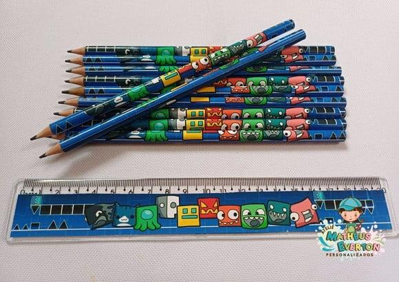 25 Kits Lápis e Régua Personalizado Geometry Dash