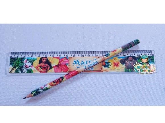 25 Kits Lápis e Régua Personalizado Moana