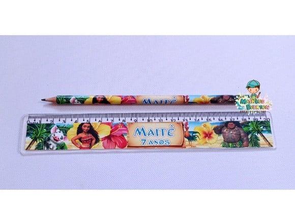 25 Kits Lápis e Régua Personalizado Moana