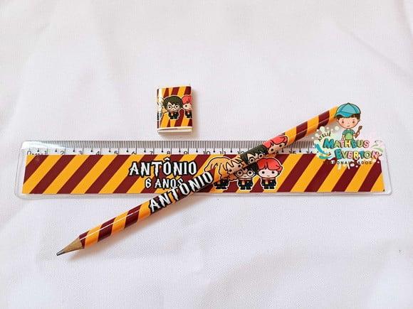 25 Kits Lápis, Régua e Borracha Personalizado Harry Potter