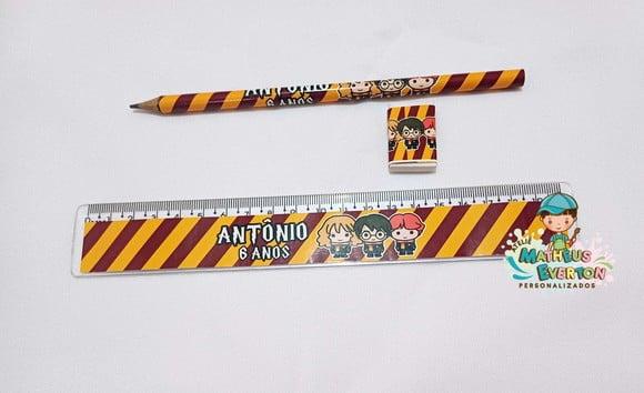 25 Kits Lápis, Régua e Borracha Personalizado Harry Potter