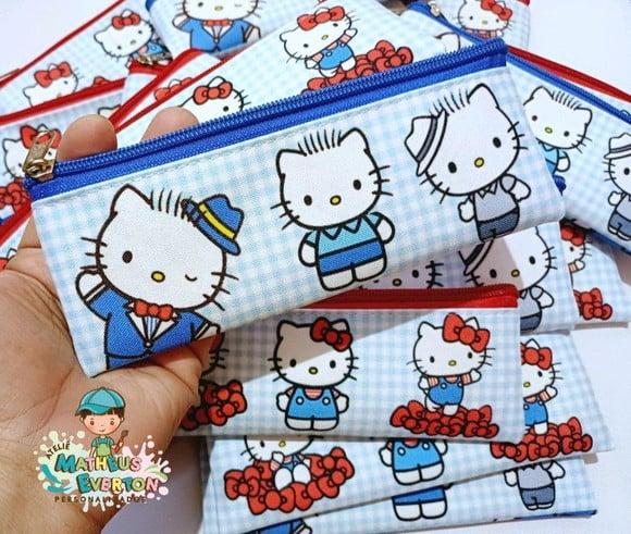 30 Estojos Slim Personalizado Hello Kitty Tam: 19x7cm