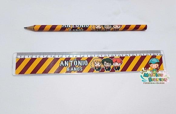 30 Kits Lápis e Régua Personalizado Harry Potter