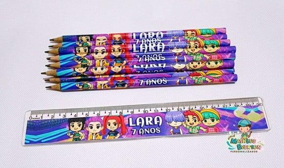 30 Kits Lápis e Régua Personalizado Guerreiras de K-pop Cute