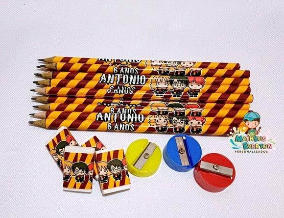 30 Kits Lápis, Borracha e Apontador Harry Potter