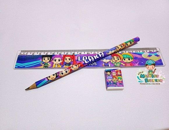 30 Kits Lápis, Régua e Borracha Guerreiras de K-pop Cute
