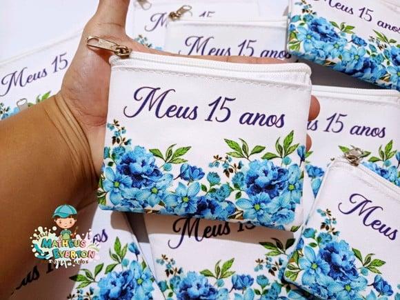 30 Porta Moedas Flores 15 Anos Tamanho: 10x12cm